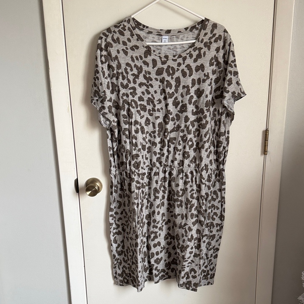 Casual Leopard Print Women's Dress - Taupe